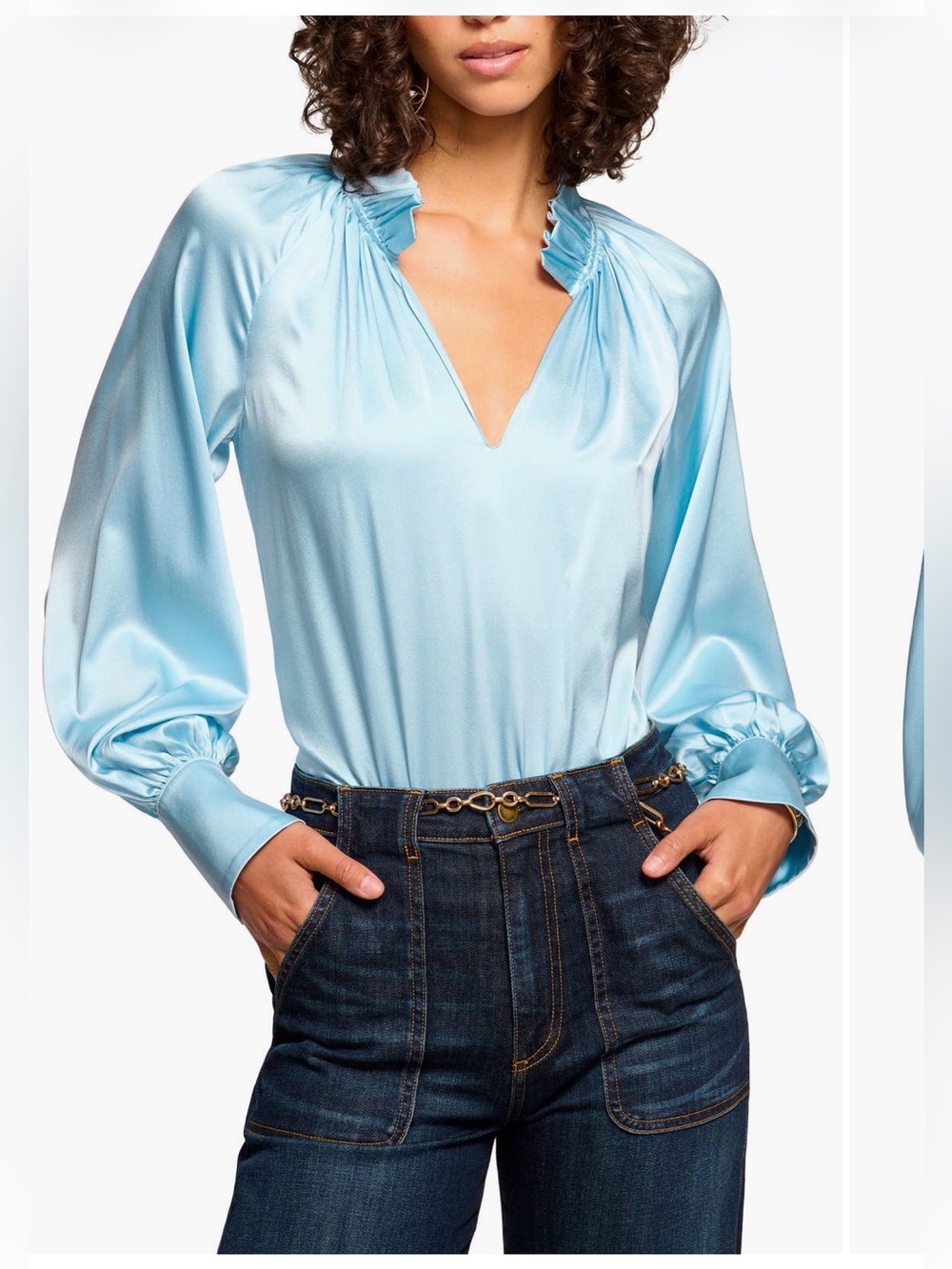 NWOT RAMY BROOK Gayle Silk Long Sleeve Blouse In Dream Blue
Size X-Small